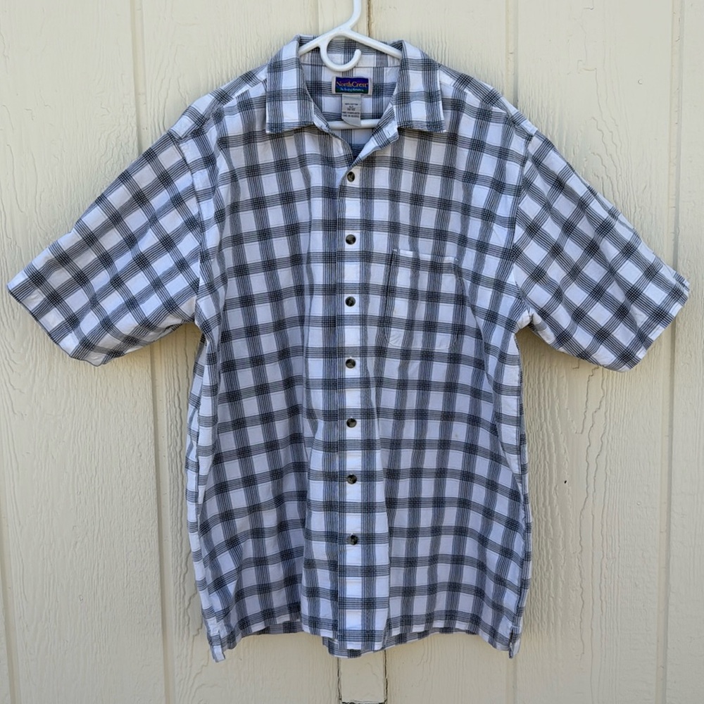 NorthCrest Men’s Size XLT Classic Button Down Plaid Short Sleeves Cotton